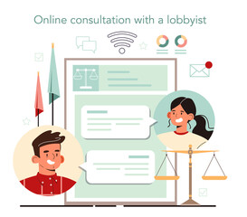 Lobbyist online service or platform. Professional pr specialist