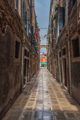Fototapeta na wymiar View of a Typical Venice Calle at Cannaregio District, Veneto, Italy, Europe, World Heritage Site