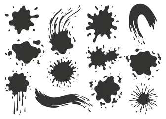 Foto op Aluminium Paint blots. Splashes set for design use. Grunge shapes collection. Dirty stains and silhouettes. Black ink splashes © designer_things