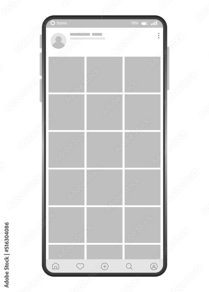 Poster smartphone interface post. mock up with carousel interface post on social network. social media mobi