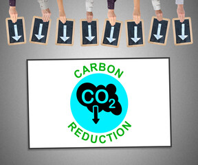 Carbon reduction concept on a whiteboard
