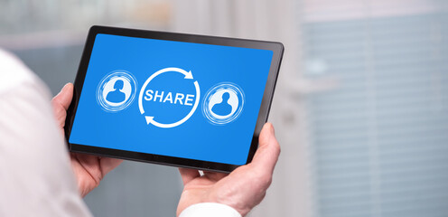 Share concept on a tablet