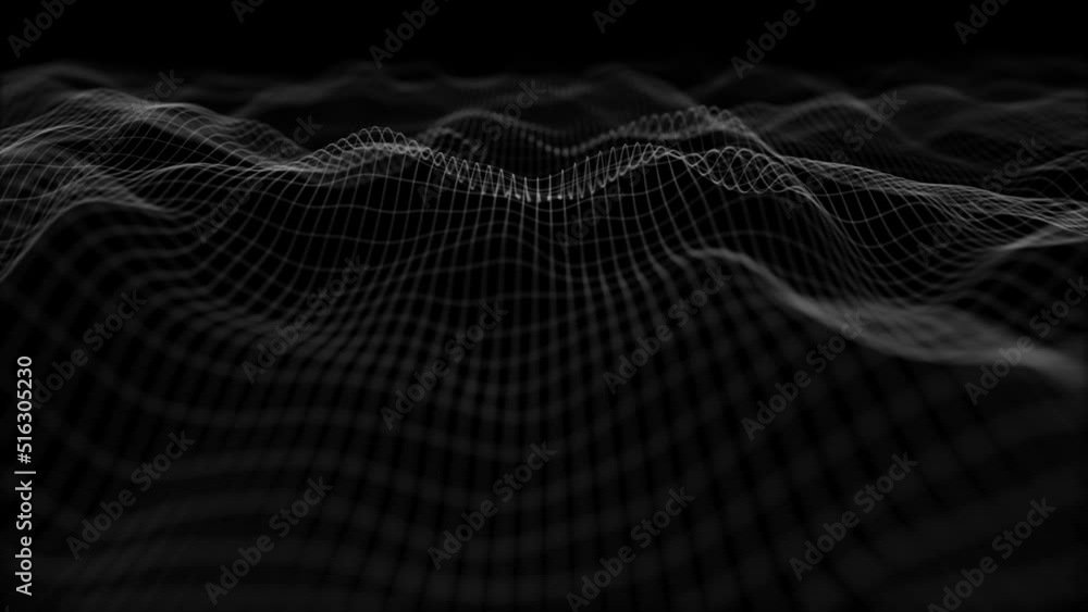 Poster abstract digital waving lines fx background loop/ 4k animation of an abstract background with digita
