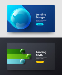 Amazing realistic balls website layout bundle. Clean front page design vector illustration set.