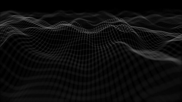 Abstract Digital Waving Lines Fx Background Loop/ 4k animation of an abstract background with digital fractal particle lines waving and seamless looping