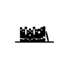 bookshelf icon concept. books on wooden shelf. bookshelf in wall. object isolate from white background. library, book shop.