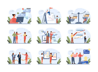 Discrimination concept set. Bias in society, different people inequality