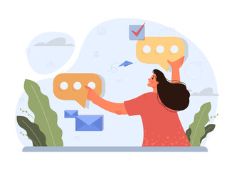 Discussion concept. Characters with a dialog bubble. Group of business