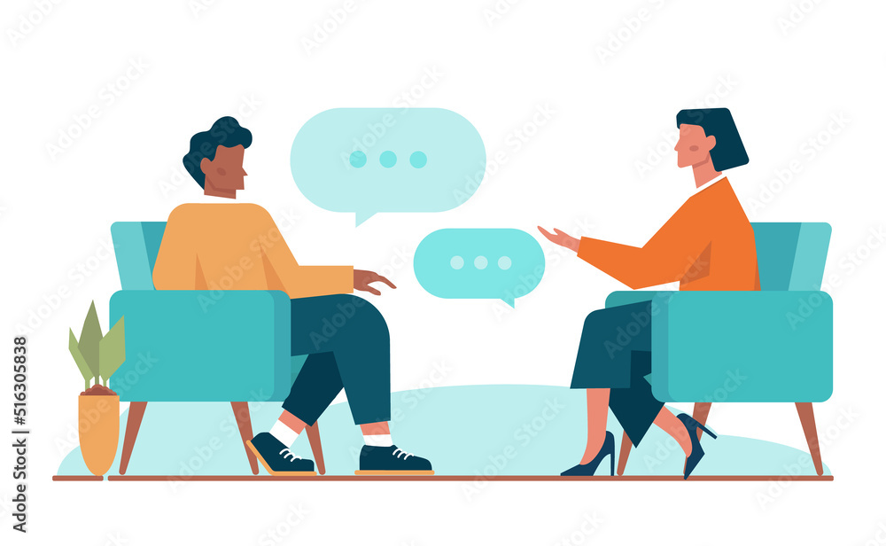Poster discussion concept. characters with a dialog bubble. group of business