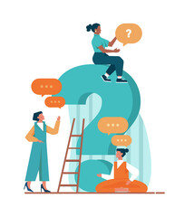 Discussion concept. Characters with a dialog bubble. Group of business