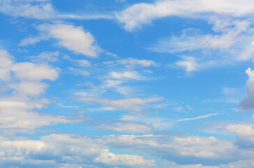 Beautiful tiny clouds in sunny day. Nature atmosphere background
