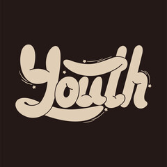 Black and beige square poster. A stylish template for graphic prints on fabrics or T-shirts. Hand-drawn background. An illustration with an inscription. Youth.