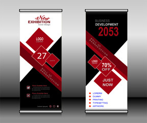 Roll up banner template design,banner layout, advertisement, pull up, polygon background.