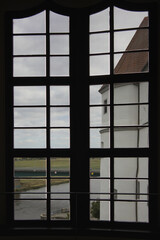 Blick aus dem Fenster auf die Elbe, Schloss Hartenfels, Landratsamt Nordsachsen, Torgau, Sachsen, Deutschland