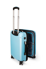 Blue plastic suitcase