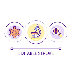 Laboratory research loop concept icon. Identify pathogen. Virus detection. Coronavirus abstract idea thin line illustration. Isolated outline drawing. Editable stroke. Arial font used