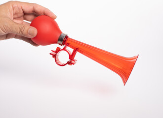 Football soccer triple fan trumpet on a white background