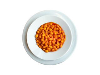 Turkish Kuru Fasulye in a white plate Haricot Bean on isolated white background