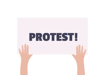 Protest. Protesters holding banners and placards. Activists with vote signs. Vector illustration