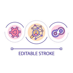 Tracking contacts of infected people loop concept icon. Spreading prevention. Healthcare and medicine abstract idea thin line illustration. Isolated outline drawing. Editable stroke. Arial font used