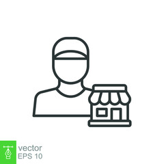 Seller vendor line icon. Simple outline style. Shop, market, business concept. Black and white symbol. Vector illustration isolated on white background. EPS 10
