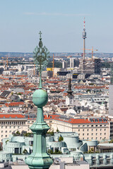 the city of Vienna, capital of Austria, seen from the top of the south tower of St. Stephen's...