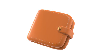Brown Simple Wallet icon isolated on white. 3d rendering illustration.