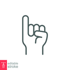 Obraz premium Promise line icon. Simple outline style. Finger, gesture, little, communication concept. Black and white symbol. Vector illustration isolated on white background. Editable stroke EPS 10