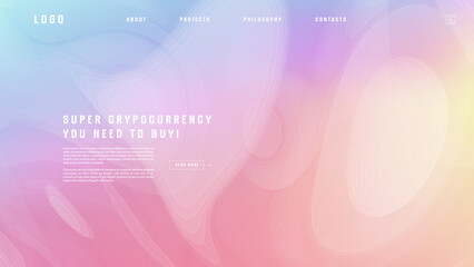 Landing page abstract design. Template for website or app. Colorful abstract minimal wave