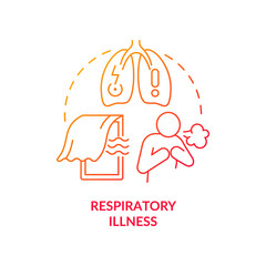 Respiratory illness red gradient concept icon. Infectious diseases. Health effect of overcrowding abstract idea thin line illustration. Isolated outline drawing. Myriad Pro-Bold fonts used