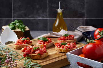 The bruschetta, Bread, tomato, basil 4