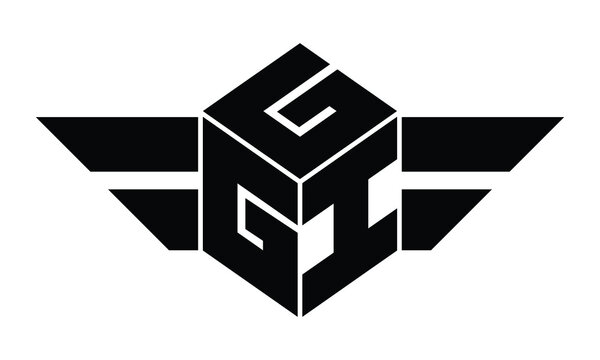 GGI three letter gaming logo in polygon cube shape logo design vector template. wordmark logo | emblem logo | monogram logo | initial letter logo | sports logo | minimalist logo | typography logo |