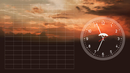 Image of morning time twilight sky effect at almost 7 o'clock with copy space.