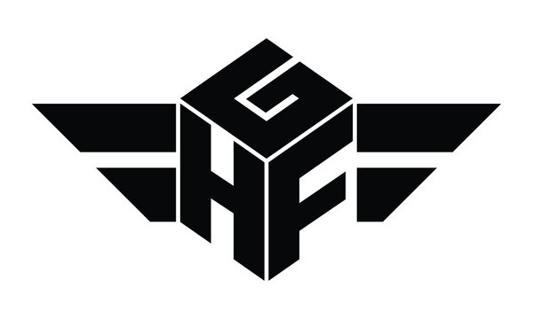 GHF three letter gaming logo in polygon cube shape logo design vector template. wordmark logo | emblem logo | monogram logo | initial letter logo | sports logo | minimalist logo | typography logo |
