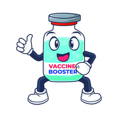 Vaccine Booster Mascot Vector Illustration For Medical Health And Hospital