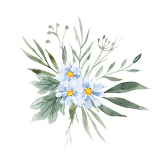 Fototapeta na wymiar Wildflowers. Watercolor bouquet. Decoration for your design.