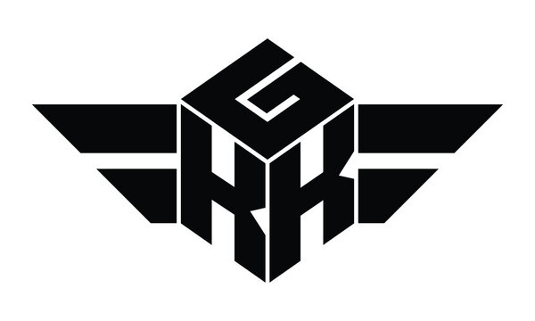 GKK three letter gaming logo in polygon cube shape logo design vector template. wordmark logo | emblem logo | monogram logo | initial letter logo | sports logo | minimalist logo | typography logo |