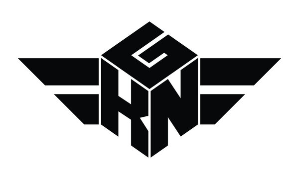 GKN three letter gaming logo in polygon cube shape logo design vector template. wordmark logo | emblem logo | monogram logo | initial letter logo | sports logo | minimalist logo | typography logo |