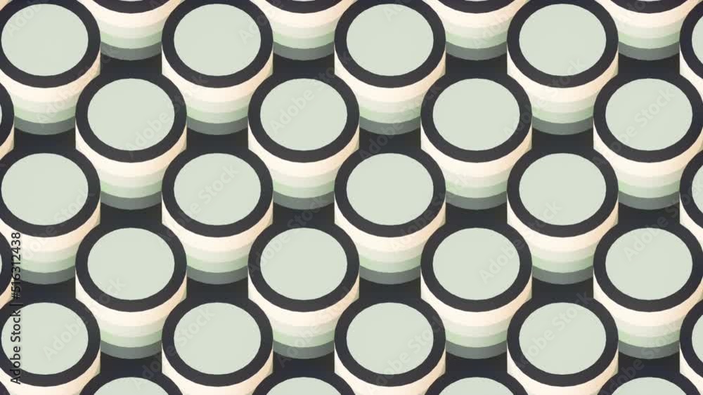 Aufkleber Flat abstract background of moving colorful cylinders. 3d render loop animation