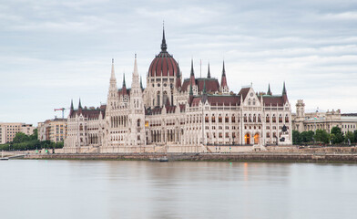 Fototapeta na wymiar budapest city skyline at Hungalian Parliament and Danube River Budapest Hungary