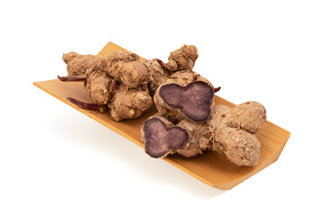 Black galingale rhizome isolated on white background with clipping path.