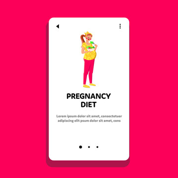 pregnancy diet vector. healthy woman, nutrition food, mother eat pregnancy diet web flat cartoon illustration