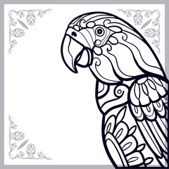 Macaw bird zentangle arts isolated on white background.