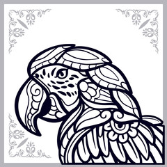 Macaw bird zentangle arts isolated on white background.