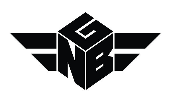 GNB three letter gaming logo in polygon cube shape logo design vector template. wordmark logo | emblem logo | monogram logo | initial letter logo | sports logo | minimalist logo | typography logo |