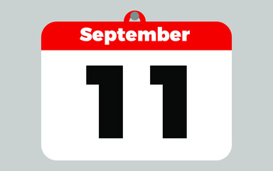 September, 11. White and red calendar.