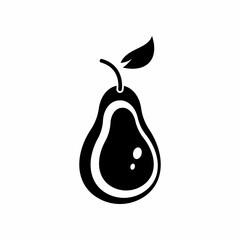 Fresh pear fruit vector solid black icon. EPS 10. Summer fruits illustration. Vegetarian menu. Vegan, healthy food. Can be used for topics like freshness, detox, nutrition, restaurant, market.