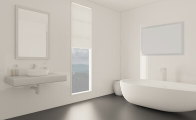 Naklejka na ściany i meble . Abstract toilet and bathroom interior for background. 3D rendering.