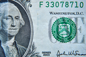 banknot , 1 dolar amerykański  w przybliżeniu  , banknote, US $ 1 approximately - obrazy, fototapety, plakaty