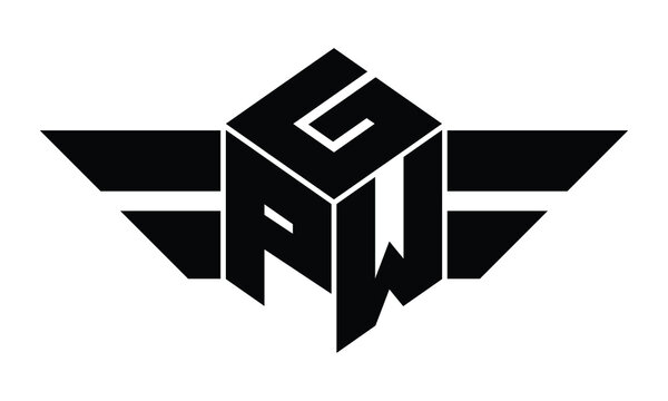 GPW three letter gaming logo in polygon cube shape logo design vector template. wordmark logo | emblem logo | monogram logo | initial letter logo | sports logo | minimalist logo | typography logo |